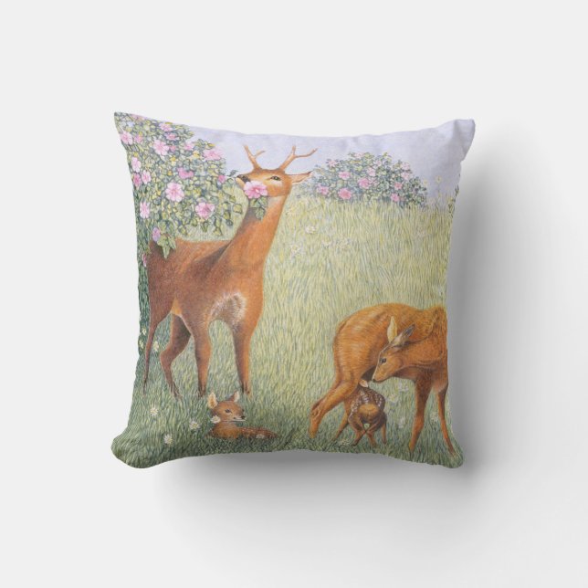 Deer Family Throw Pillow (Front)