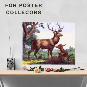 Deer Family Vintage Poster