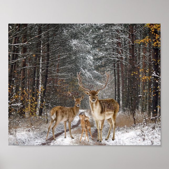 Deer Family Watercolor Decoupage Print (Front)