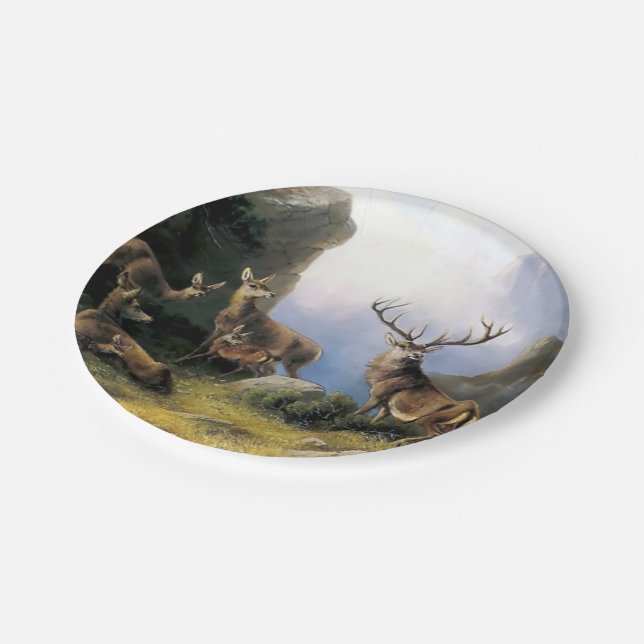 Deer Family Wild Animals Paper Plates (Angled)