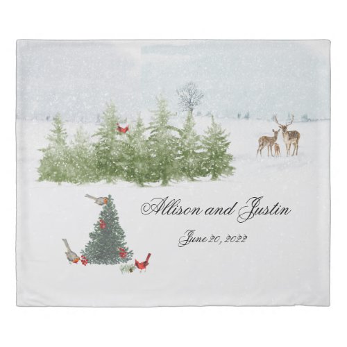 Deer Family - Winter Nature Landscape Wedding