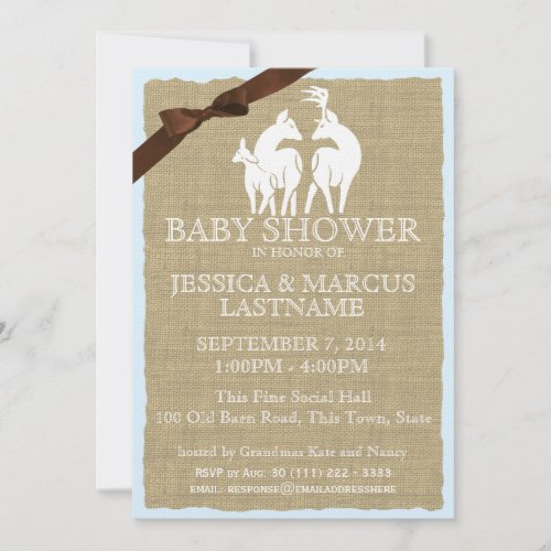 Deer Family Woodland Baby Shower Custom Announcements