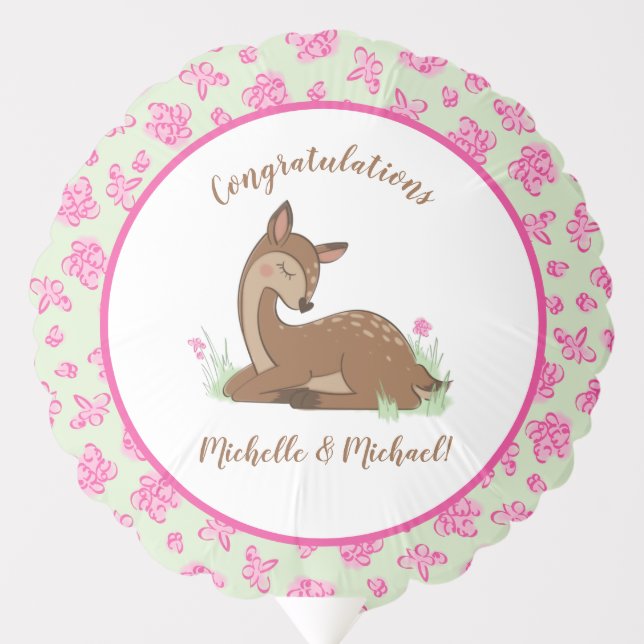 Deer Fawn Baby Shower Balloon (Front)