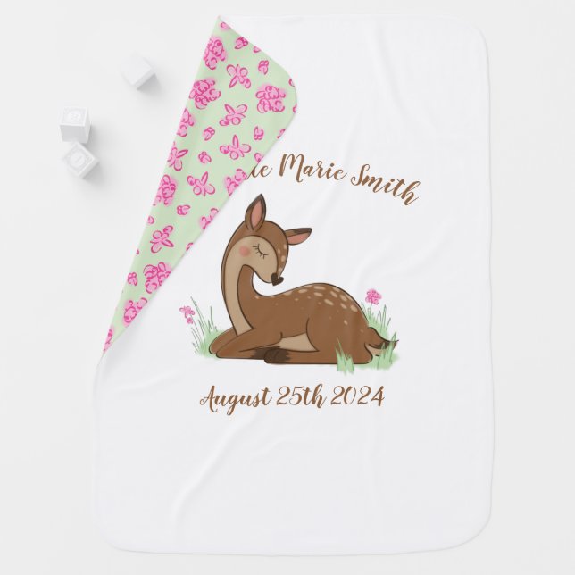 Deer Fawn Baby Shower Blanket (In Situ)