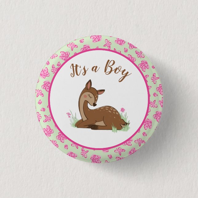 Deer Fawn Baby Shower Button (Front)