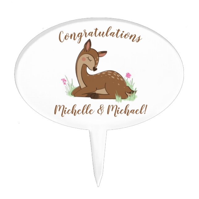 Deer Fawn Baby Shower Cake Topper (Front)