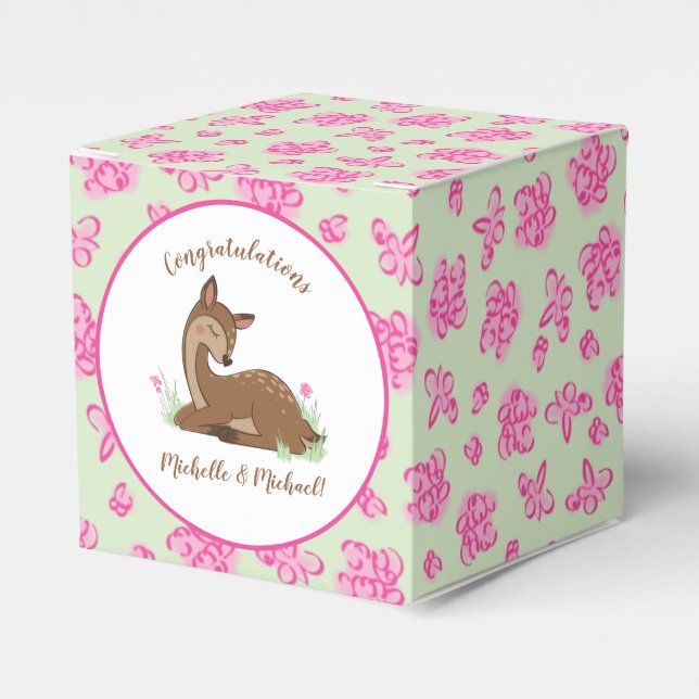 Deer Fawn Baby Shower Favor Boxes (Front Side)