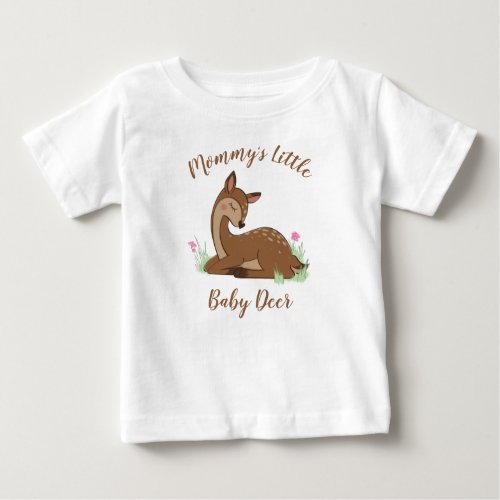 Deer Fawn Baby Shower Woodland Animals Baby T_Shirt