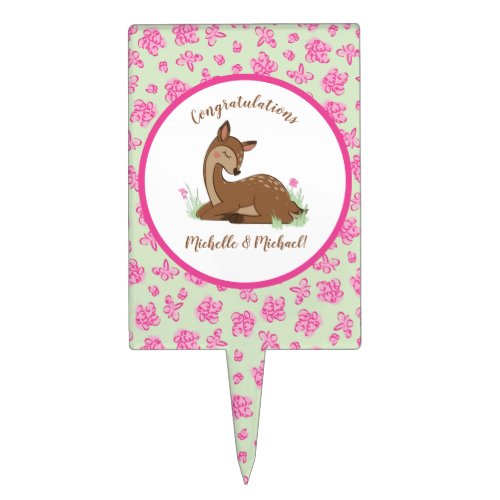 Deer Fawn Baby Shower Woodland Animals Cake Topper