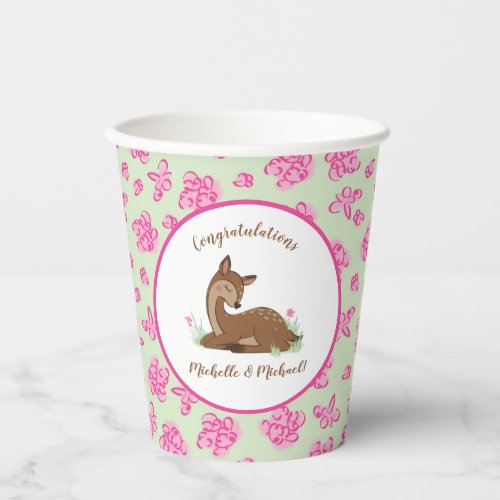 Deer Fawn Baby Shower Woodland Animals Paper Cups