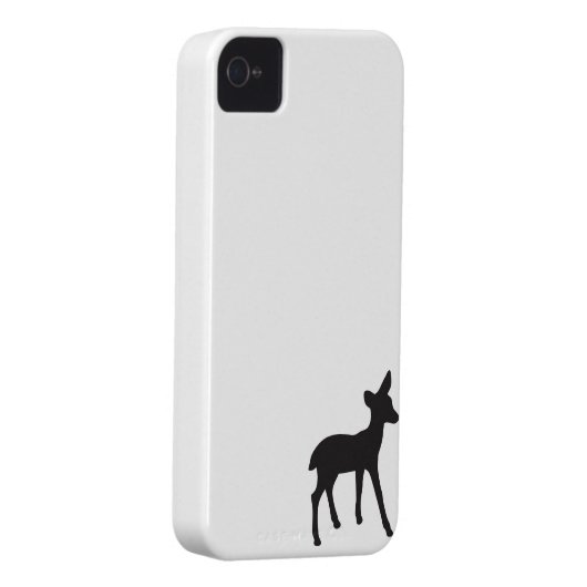 Deer fawn black white silhouette iPhone 4S case (Back/Right)