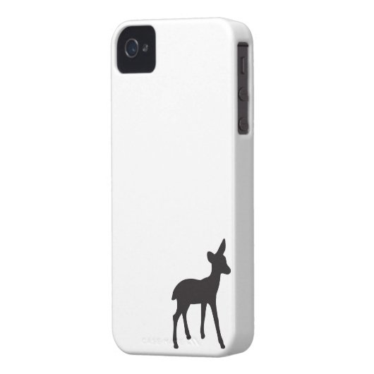 Deer fawn black white silhouette iPhone 4S case (Back Left)