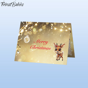 Deer, Fawn, Doe, Reindeer Lover 🦌 Gold Festive Holiday Card