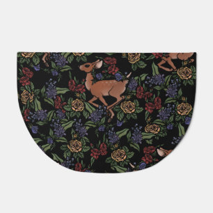 Deer Fawn Floral Pattern Doormat