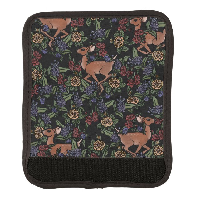 Deer Fawn Floral Pattern Luggage Handle Wrap (Front)