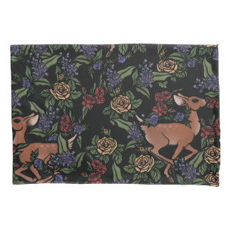 Deer Fawn Floral Pattern Pillow Case