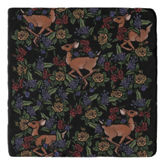 Deer Fawn Floral Pattern Trivet