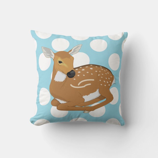 Deer Fawn Polka Dot Accent Pillow (Front)