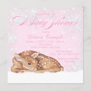 Deer Fawn Winter Wonderland Baby Shower Invitation