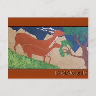 DEER FEEDING POSTCARD