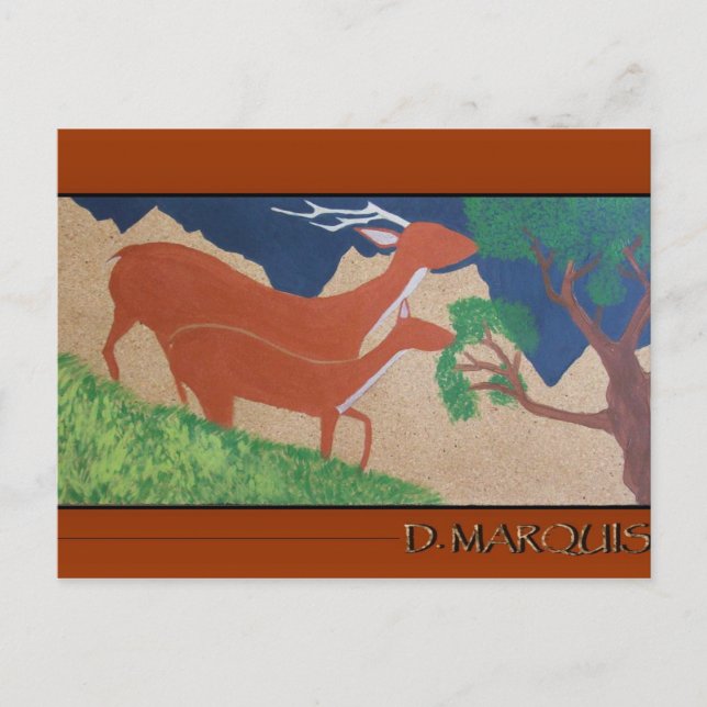 DEER FEEDING POSTCARD (Front)