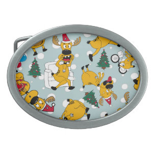 Deer Festive: Christmas Pattern Design Belt Buckle