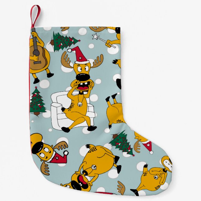 Deer Festive: Christmas Pattern Design Small Christmas Stocking (Front)