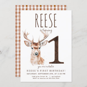 Deer First Birthday Invitation