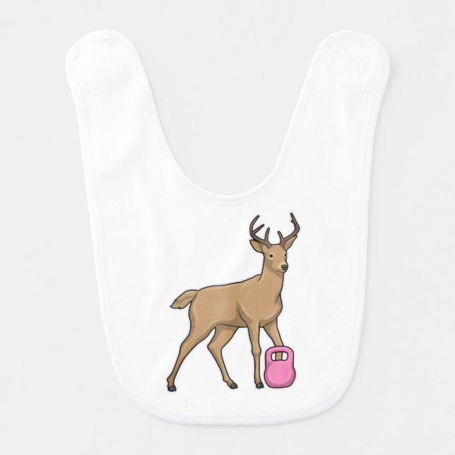 Deer Fitness Dumbbell Baby Bib (Front)