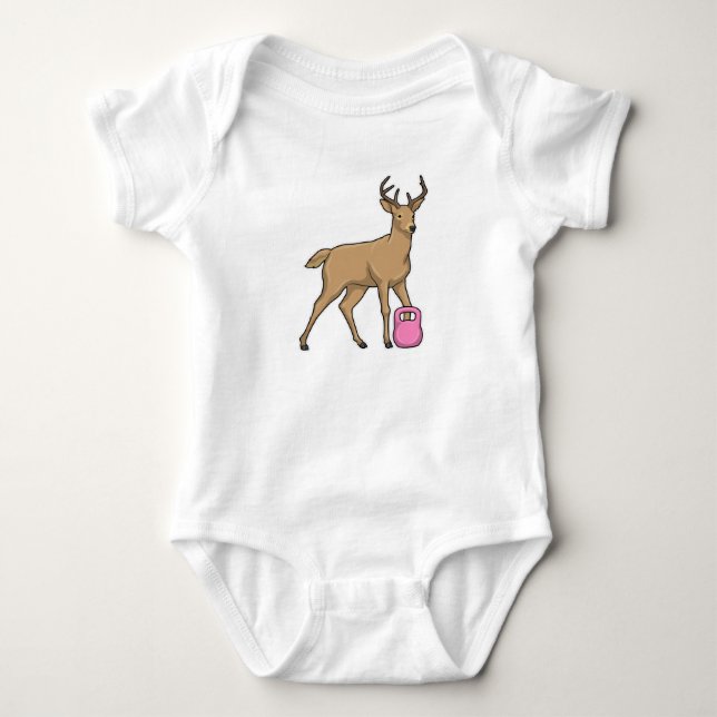 Deer Fitness Dumbbell Baby Bodysuit (Front)