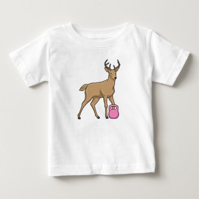 Deer Fitness Dumbbell Baby T-Shirt (Front)