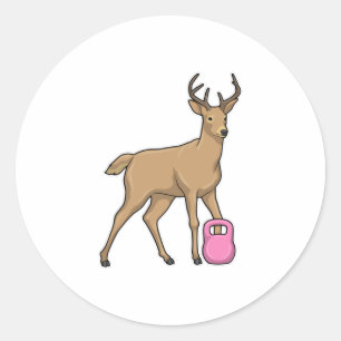 Deer Fitness Dumbbell Classic Round Sticker