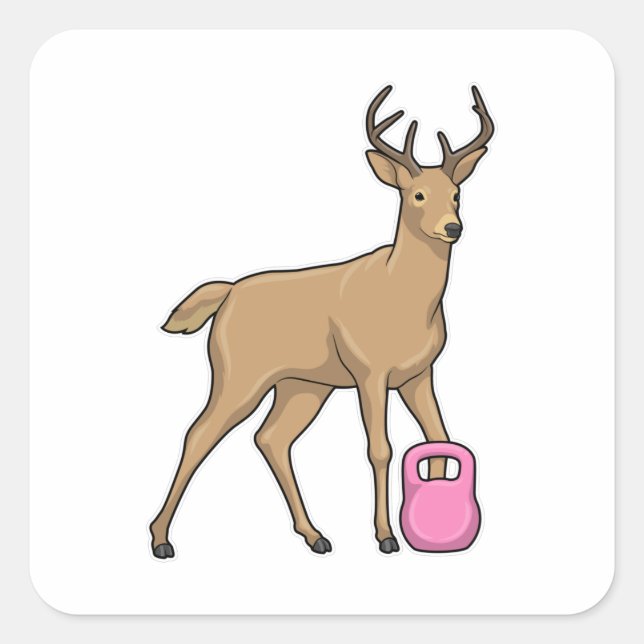 Deer Fitness Dumbbell Square Sticker (Front)