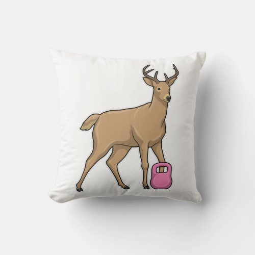 Deer Fitness Dumbbell Throw Pillow