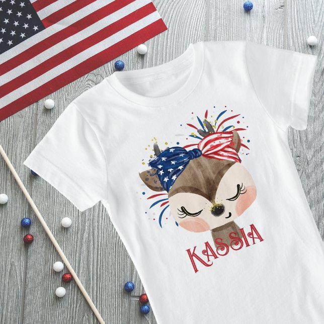 Deer Flag Hair Tie and Fireworks Personalized  T-Shirt (Creator Uploaded)