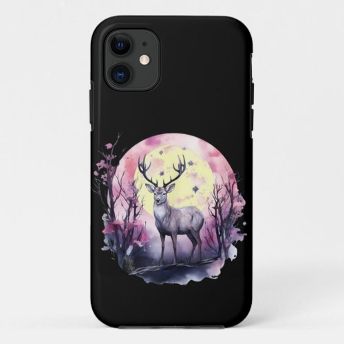 Deer Floral Artwork Wildlife Nature Animal Print F iPhone 11 Case