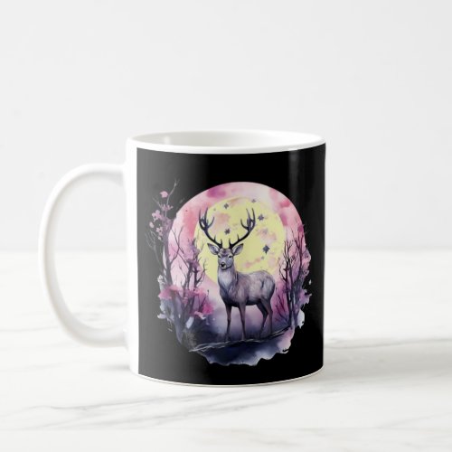 Deer Floral Artwork Wildlife Nature Animal Print F Coffee Mug