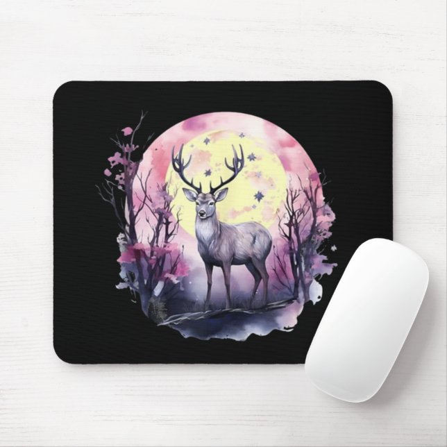 Deer Floral Artwork Wildlife Nature Animal Print F Mouse Pad (With Mouse)