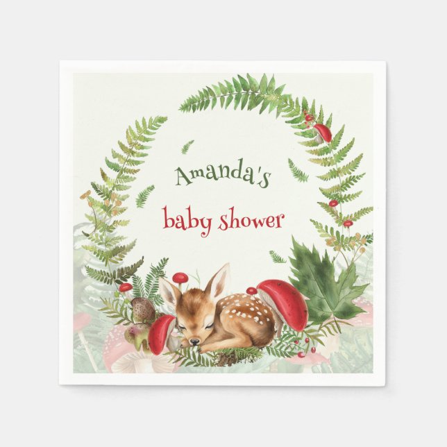 Deer floral baby shower  napkins (Front)
