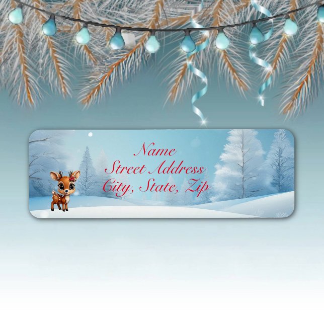 Deer, Floral Fawn, Doe, Reindeer Lover, Snow 🦌🎄 Label (Creator Uploaded)