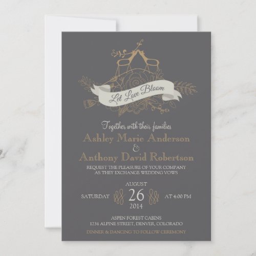Deer Floral Mountain Woodsy Alpine Wedding Personalized Invitations