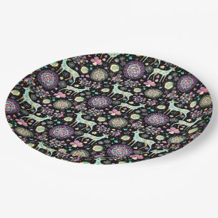 Deer Flowers Snowflake Heart Birds  Paper Plates
