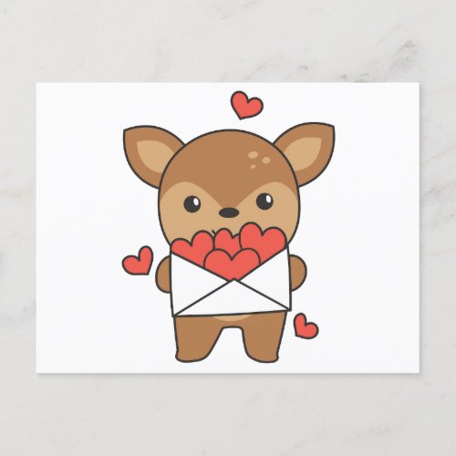  Deer For Valentines Day Cute Animals Heart Postcard