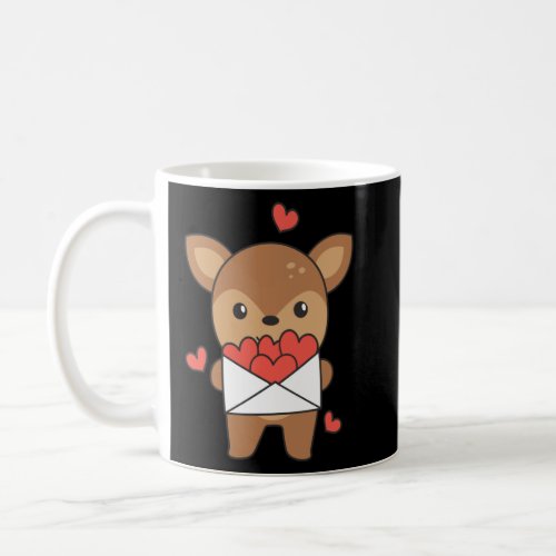 Deer For Valentines Day Cute Animals With Hearts  Coffee Mug
