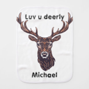 Deer Forest Animal Funny Name Baby Burp Cloth