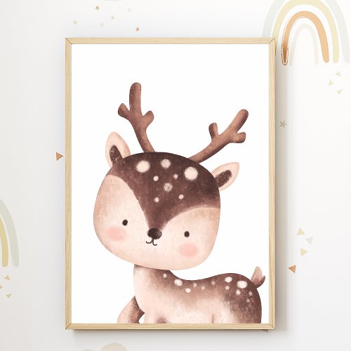 Deer Forest Animal Nursery Poster Kids Room Decor