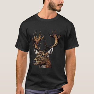 Deer Forest Animal Portrait Motif Hunter Wildlife T-Shirt