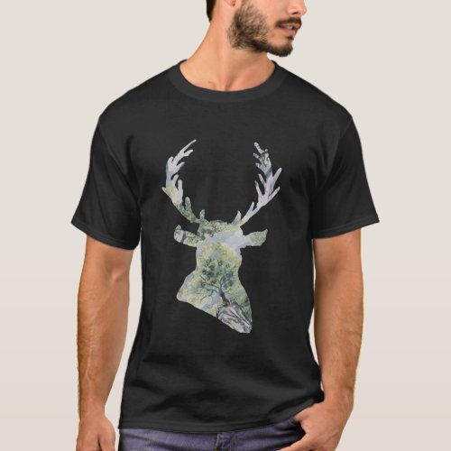 Deer Forest Head T_Shirt