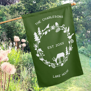 Deer Forest Personalized Family Lake House Flag
