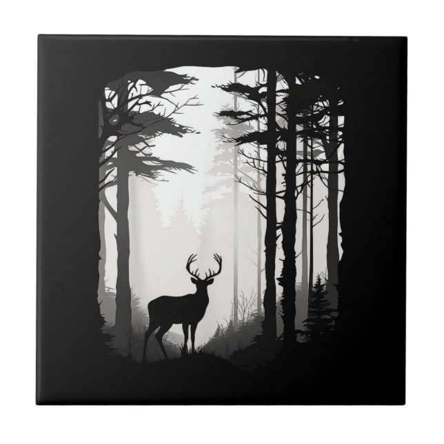 Deer Forest Wildlife Ceramic Tile (Front)
